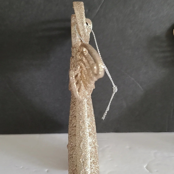 Lot of 2 Christmas tree ornaments Glittered gold Angel  plastic 6 in. - Picture 4 of 8